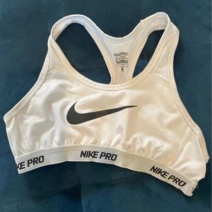 White Nike Pro sports bra